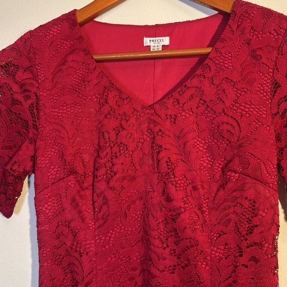 Precis petite women’s red lace short sleeve dress 4 - Picture 3 of 10
